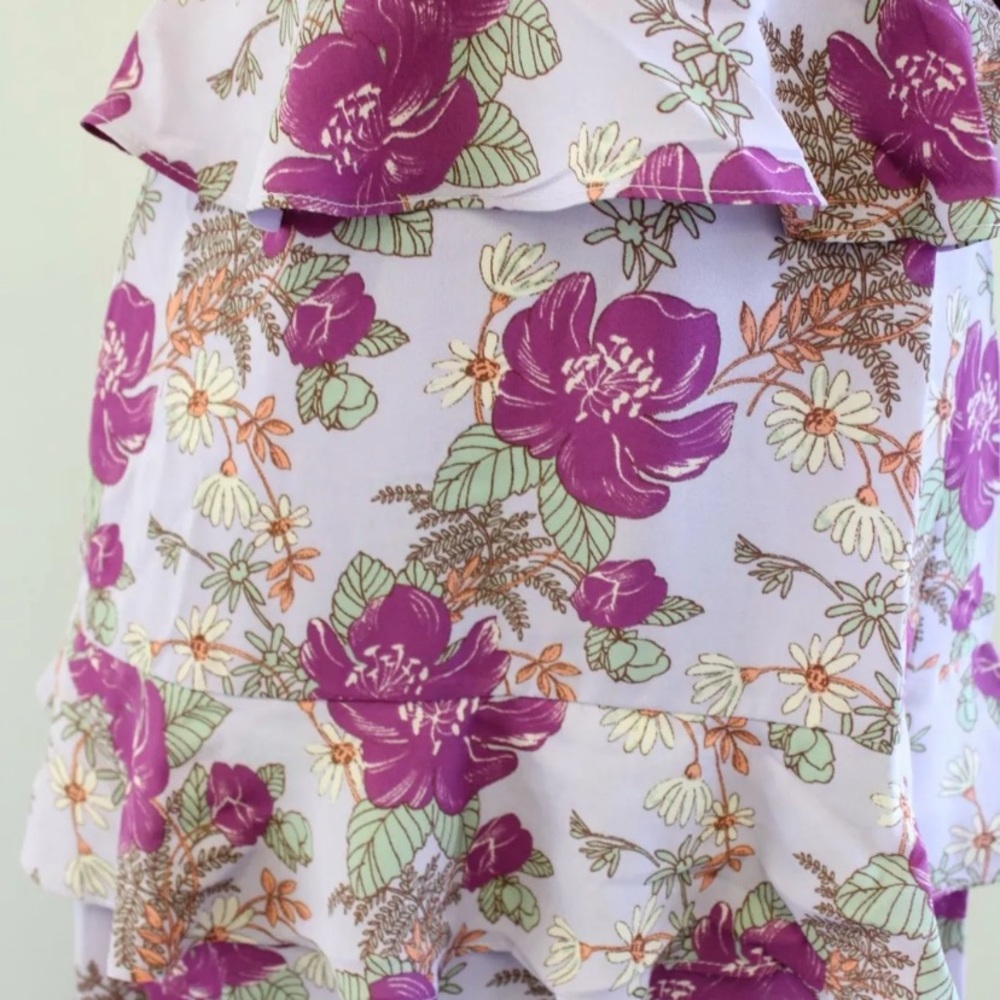 NWT Lulus Lavender Floral Ruffle Cocktail Dress - Picture 6 of 8